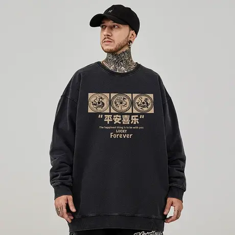 2025圆领红色卫衣秋冬季过年新年蛇年本命年宽松加绒情侣男生外套商品大图