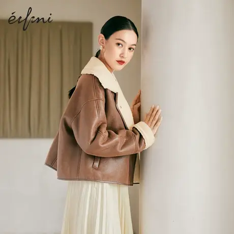 【商场同款】伊芙丽短外套女2021秋冬新款撞色复古外套1CA413061图片