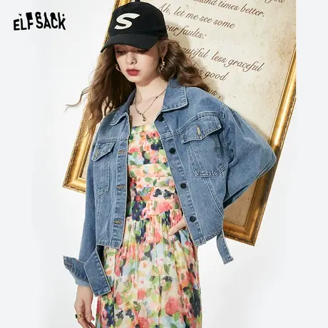 妖精的口袋美式复古牛仔外套女2023秋季新款宽松休闲显瘦短外套潮图片