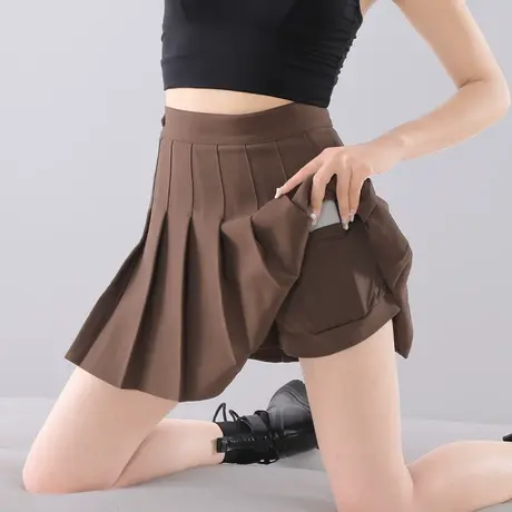 黑色百褶裙女半身裙带口袋短裙夏装2024新款高腰学院学生显瘦裙子图片