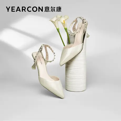 意尔康女鞋夏季包头凉鞋细跟高跟气质仙女风法式外穿一字式扣带商品大图