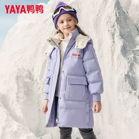 鸭鸭童装羽绒服2023冬季新款儿童男女中大童连帽中长款加厚外套WJ商品大图