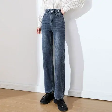 时尚气质百搭直筒牛仔裤女士2023年秋季新款自然腰显瘦裤子商品大图