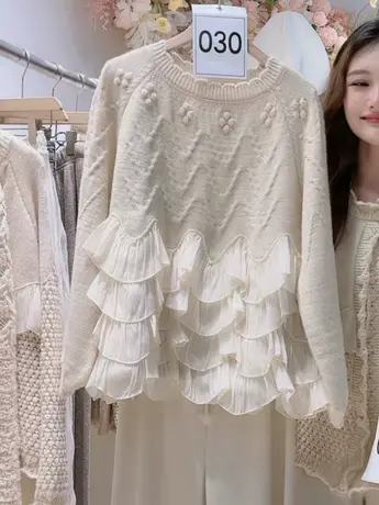 温柔软糯套头毛衣女2023早秋新款韩版甜美小众设计感奶系针织衫洋商品大图