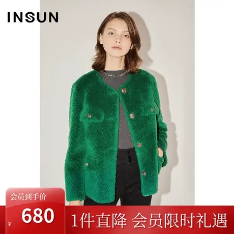 [自然环保]恩裳COVER冬季2022年100%羊毛重工压花小香风外套商品大图