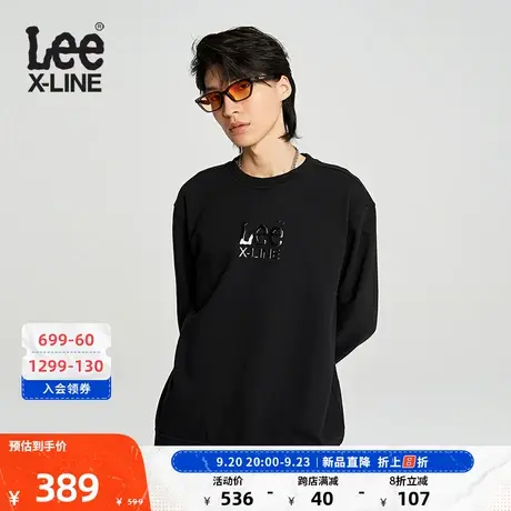 LeeXLINE23秋冬新品舒适版小logo印花男抓绒卫衣潮LMT007110100图片