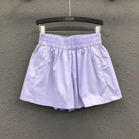 薄款A字阔腿裤短裤女2023夏季新款简约休闲褶皱设计感松紧腰热裤图片