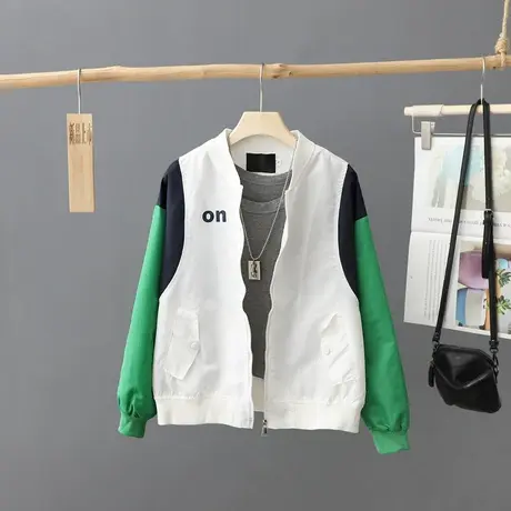 小众拼色学生短外套少女秋装新款初中高中生春秋休闲夹克衫上衣潮图片