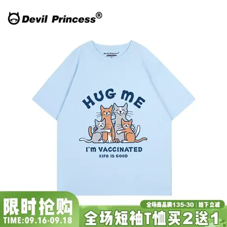 ulzzang小众学院风卡通奶蓝色短袖女t恤宽松正肩夏季新款半袖上衣图片