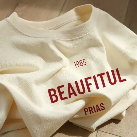 短袖女夏宽松欧美高街t恤大码胖mm港味复古chic上衣潮ins港风纯棉商品大图