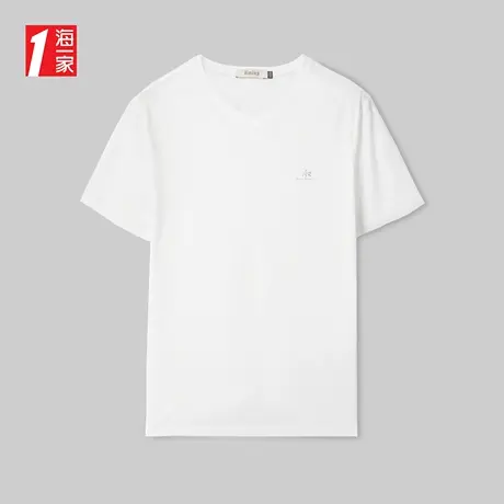 海一家简约V领短T2023夏季新款基础打底舒适休闲短袖T恤男商品大图