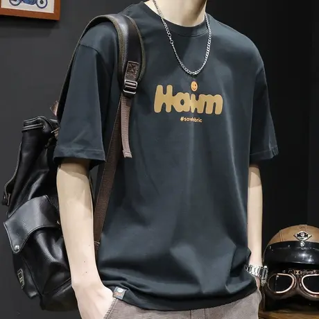 短袖t恤男宽松潮牌大码男装夏季2023新款男士美式重磅胖子体恤潮商品大图