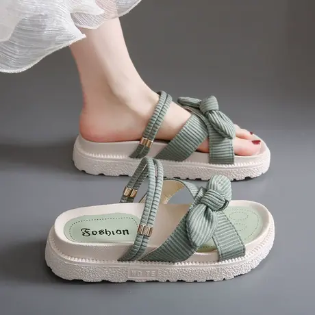 凉鞋女两穿2023年新款夏季外穿仙女风凉拖百搭厚底甜美一字带拖鞋图片