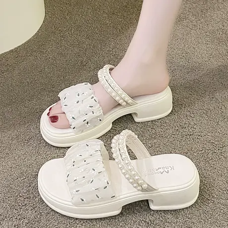 松糕厚底凉拖鞋女夏外穿2023年新款夏季拖鞋时尚百搭法式凉鞋女款图片