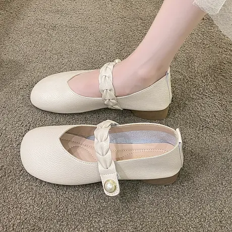 法式温柔晚晚风低跟奶奶鞋女鞋子夏季2023新款春秋款玛丽珍单鞋女商品大图