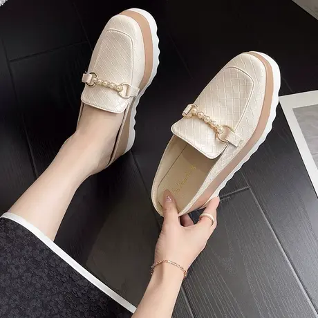 时尚高跟包头半拖鞋女夏外穿2023新款凉拖厚底内增高法式穆勒鞋子商品大图