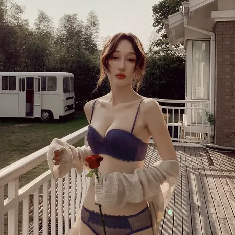 好多穿法】美背性感蕾丝聚拢无钢圈内衣女薄款小胸调整型文胸套装图片