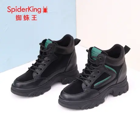 SPIDER KING/蜘蛛王休闲鞋女真皮2022冬商场新款高帮棉靴女内增高商品大图