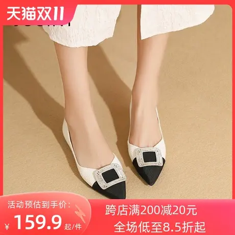 卓诗尼2023秋季新款尖头时装鞋潮流仙女风单鞋时尚舒适气质小皮鞋图片