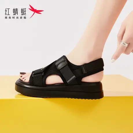 红蜻蜓运动凉鞋女平底2023夏季新款松糕厚底女鞋时尚沙滩休闲鞋子商品大图