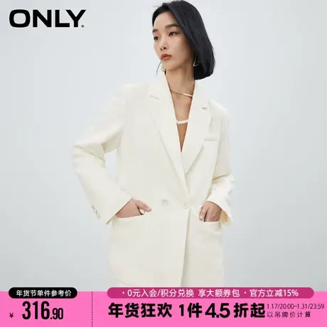ONLY2023冬季新款休闲直筒通勤单排扣西服外套女|123108017商品大图