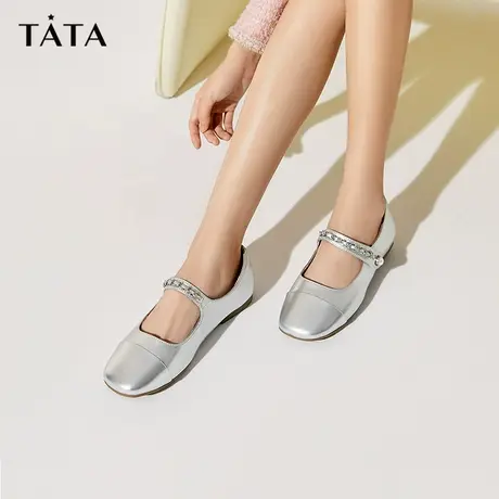 【李佳琦直播间】Tata他她银色玛丽珍鞋女法式小皮鞋芭比鞋单鞋商品大图