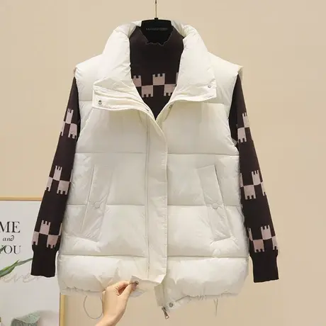 羽绒棉马甲女冬外穿短款背心坎肩2023新款秋冬韩版宽松马夹女外搭商品大图