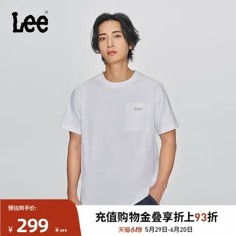 Lee商场同款25春夏新品舒适版圆领口袋设计小刺绣Logo男短袖T恤潮商品大图
