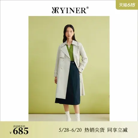YINER音儿专选春季法式优雅中长款布拉格假日风衣外套商品大图