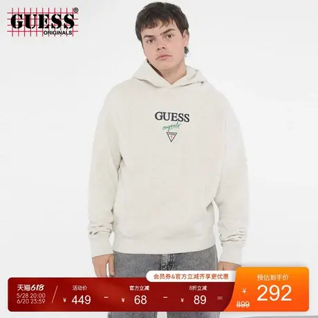GUESS Originals男士运动休闲连帽套头长袖卫衣图片