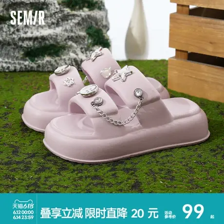 Semir女鞋凉拖鞋女款2025夏季新款厚底增高EVA休闲百搭运动拖鞋子商品大图