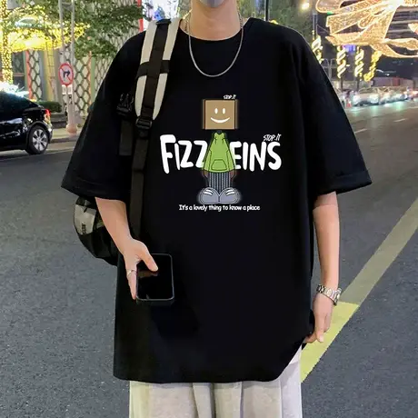 短袖t恤男夏季2025新款纯棉宽松上衣美式休闲圆领半袖男生体恤衫商品大图
