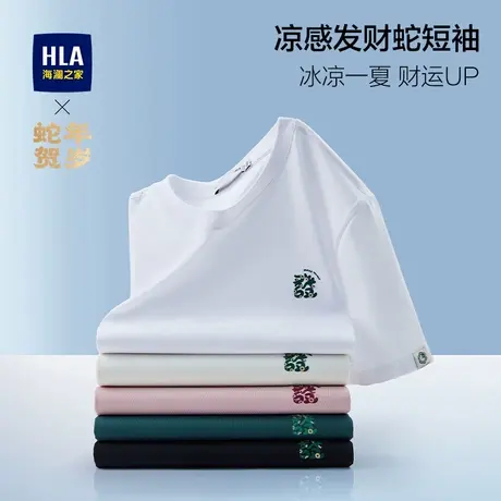 HLA/海澜之家凉感发财蛇短袖T恤大码男装25夏新加大200斤可选短t图片