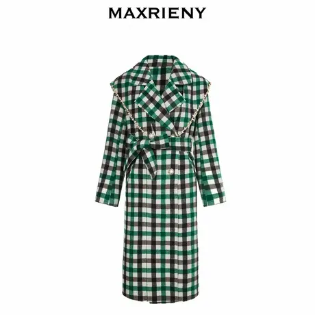【奥莱】MAXRIENY格纹直身型大衣复古外套氛围感外衣女图片