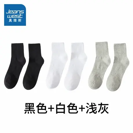PZ真维斯男装2025夏季新款 轻盈透气贴合男士中筒袜（3对装）商品大图