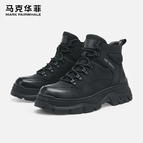 马克华菲靴子男2025夏季新款男士英伦风工装靴增高马丁靴高帮鞋男商品大图
