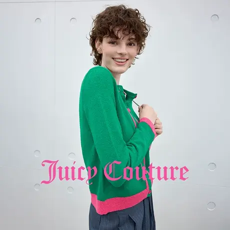 Juicy Couture橘滋针织衫女2025年秋季新款撞色圆领开衫打底上衣图片