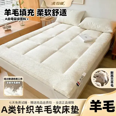 Bejirog/北极绒羊毛床垫A类华夫格学生宿舍加厚80％羊毛填充褥子图片
