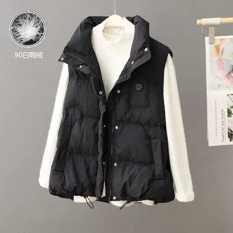 短款洋气羽绒马甲女外穿2023秋冬新款韩版90白鸭绒外搭坎肩厚外套商品大图