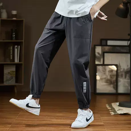 唐狮休闲裤男束脚长裤黑色春新款运动裤子韩版时尚潮流工装裤图片