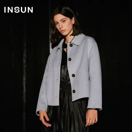 【官方直播】恩裳COVER小翻领真丝羊毛混纺短款毛呢外套女骆驼绒商品大图