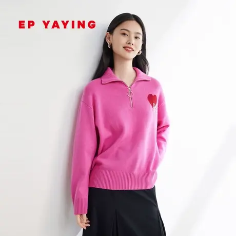 EP YAYING雅莹女装 羊毛羊绒拉链翻领针织衫 2023秋冬新款9506A图片