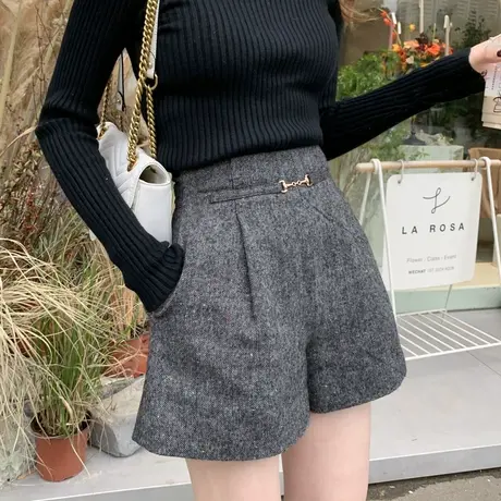 唐狮春秋女百搭显瘦西裤休闲中短裤工装运动裤毛呢裤图片