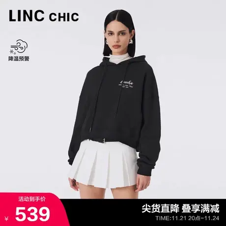 LINCCHIC金羽杰卫衣女新款落肩连帽卫衣学院感卫衣女S233HD454Y商品大图