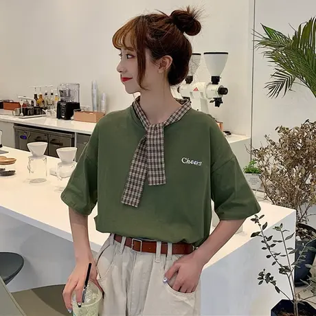 夏季新款小众设计感薄款宽松别致上衣服甜酷白色短袖T恤女装ins潮图片