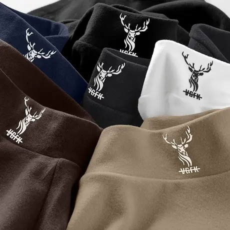 德绒打底衫半高领长袖t恤男秋冬季保暖双面绒鹿头中领内搭上衣服商品大图