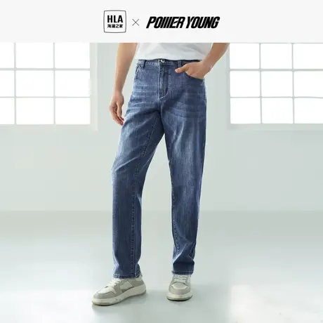 HLA/海澜之家POWER YOUNG牛仔裤23秋季新水洗工艺合体直筒裤子男商品大图