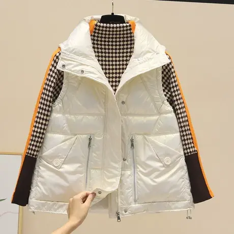 新款棉马甲女短款时尚百搭爆款棉背心宽松休闲立领外套潮流棉坎肩商品大图