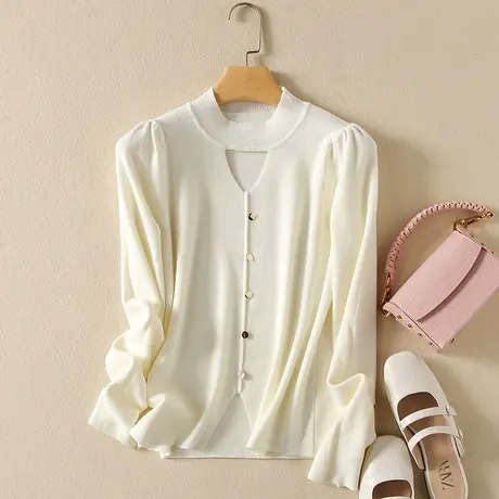 半高领毛衣套头打底衫女春装2024年新款内搭爆款百搭洋气针织衫女商品大图