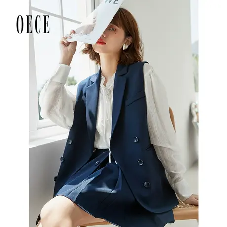 Oece气质西装马甲春季新款女装通勤修身无袖外套女上衣商品大图